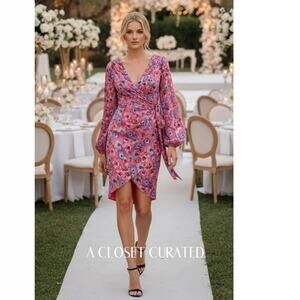 Theia Monika Draped Cocktail Dress 2 Pink NEW